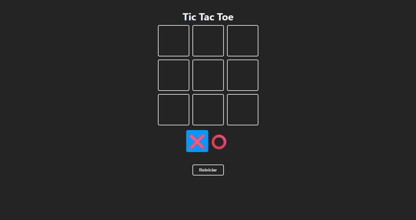 Vista del proyecto Tic tac toe